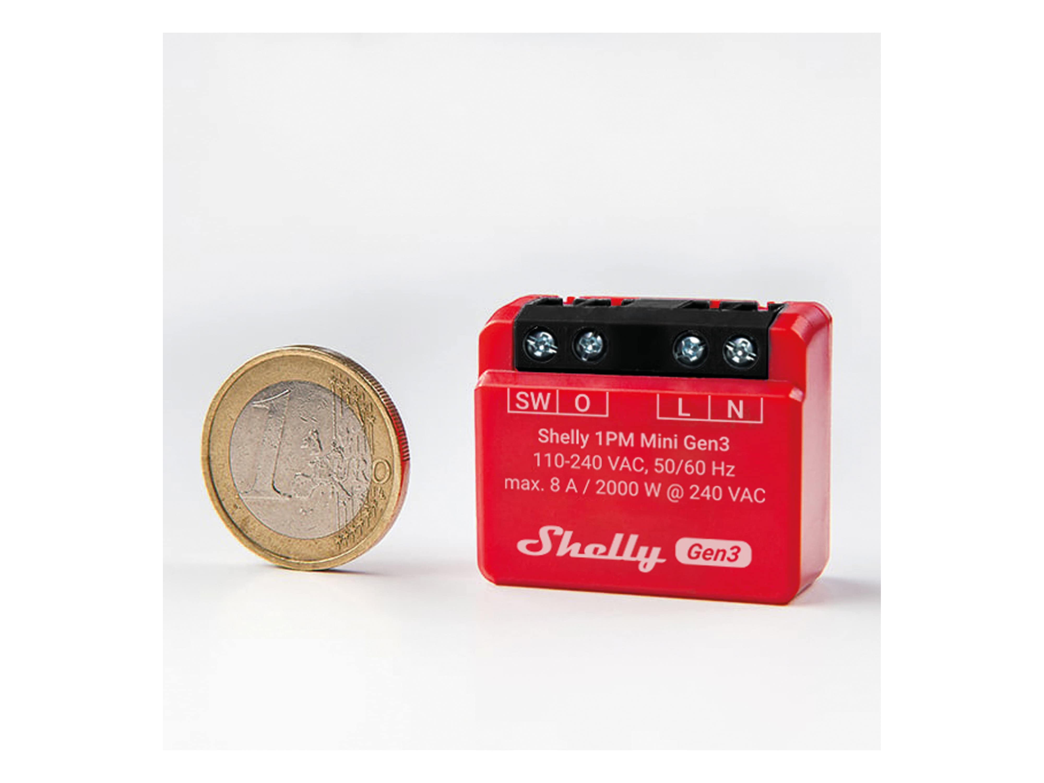 SHELLY WLAN-Schaltaktor 1PM Mini Gen 3, rot, 4 Stück SHELLY WLAN-Schaltaktor 1PM Mini Gen 3, rot, 4 Stück