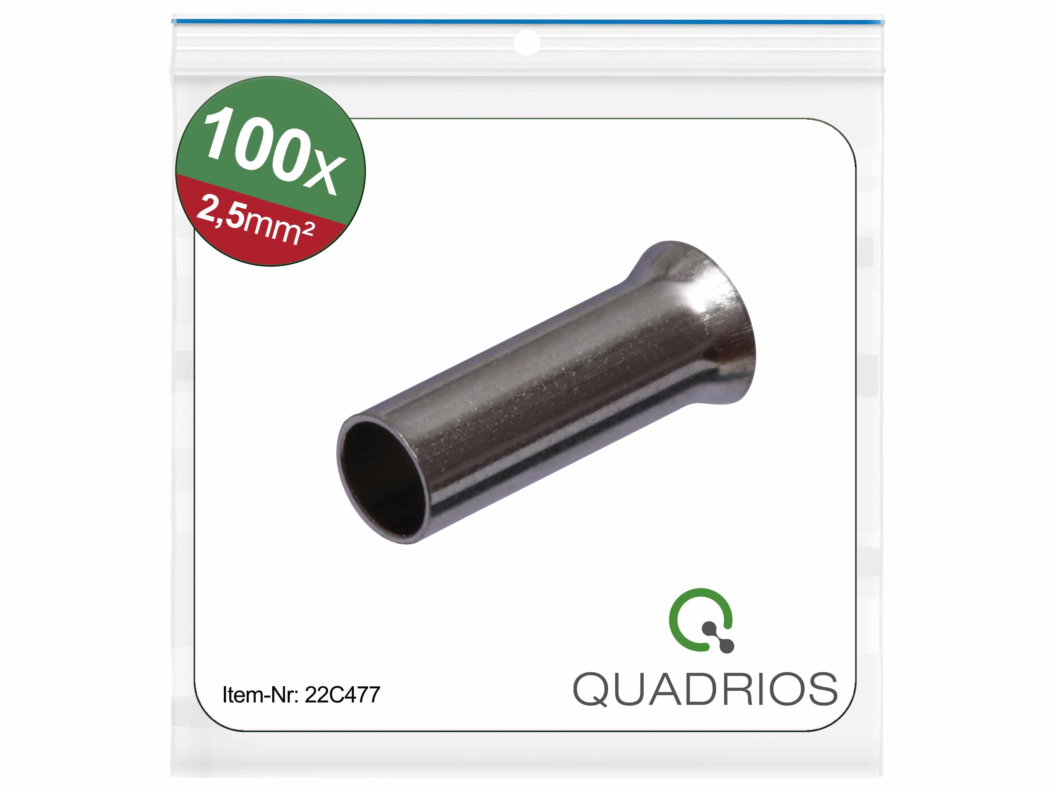QUADRIOS Aderendhülse, 22C477, 2,5 mm², Unisoliert, 100 Stück QUADRIOS Aderendhülse, 22C477, 2,5 mm², Unisoliert, 100 St.