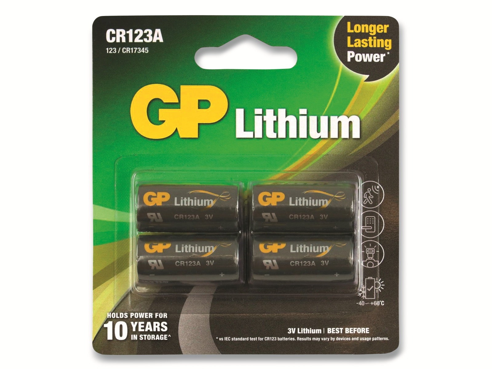 GP Lithium-Batterie CR123A, 4 Stück