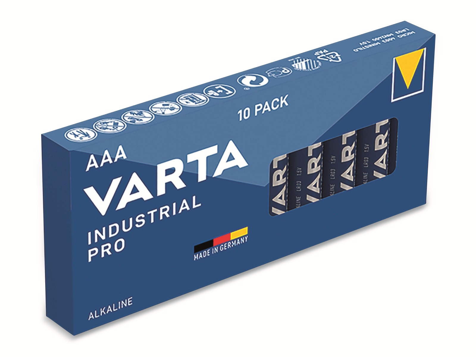 VARTA Batterie Alkaline, Micro, AAA, LR03, 1.5V, Industrial Pro, 10 Stück
