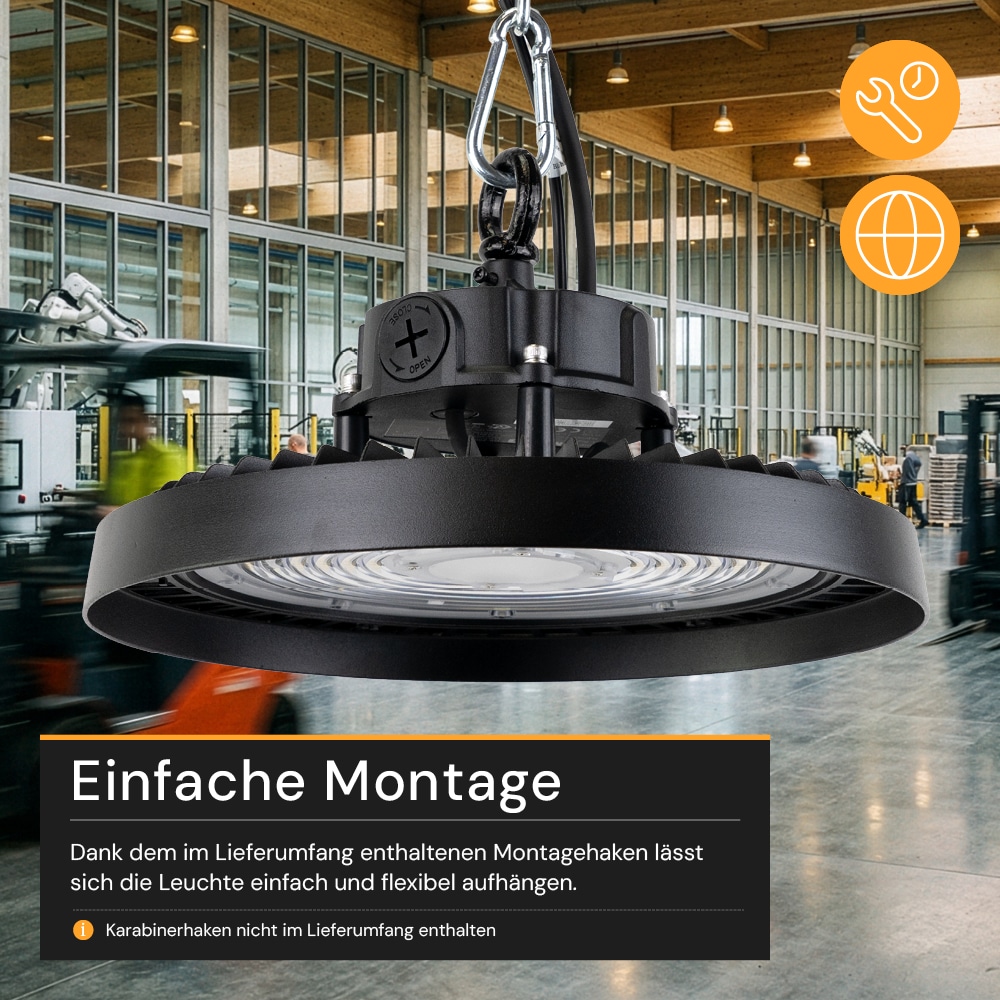 ENOVALITE LED-Highbay-Leuchte, UFO, EEK: C, 200W, 34000lm, 4000K, schwarz