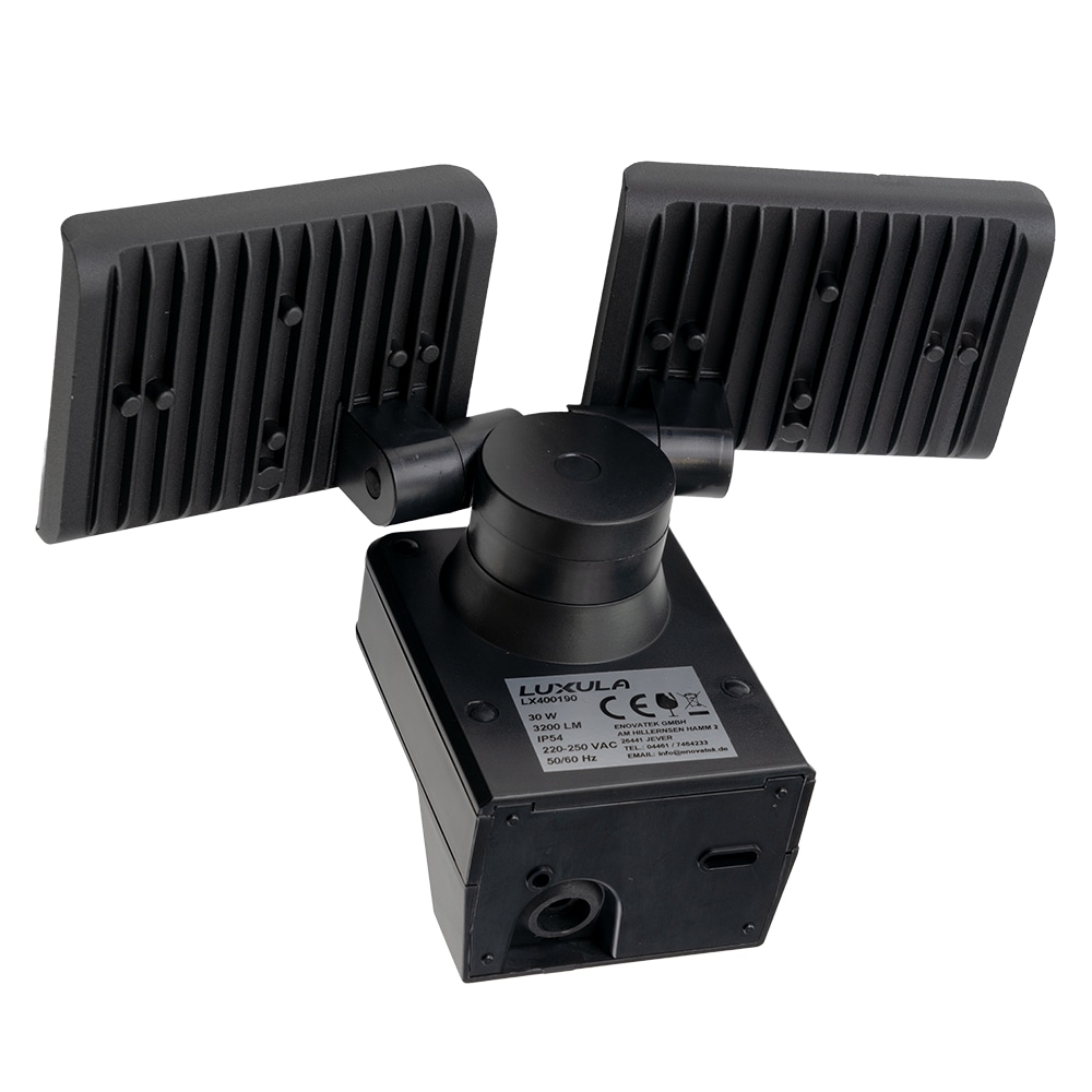 LUXULA LED-Fluter LX400190, 2-köpfig, 2x 15 W, 3200 lm, 4000 K, schwarz