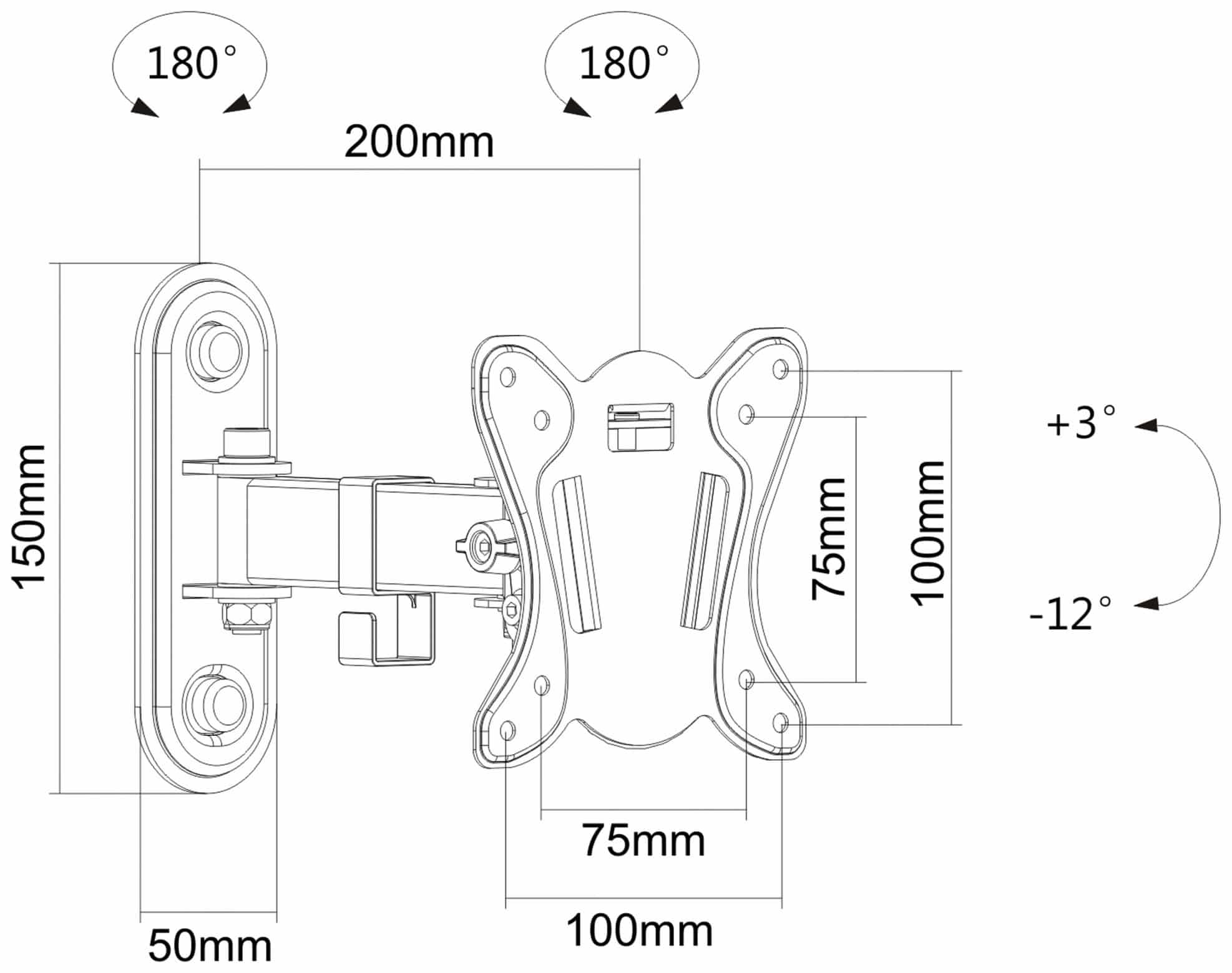 PUREMOUNTS TV-Wandhalter PM-FM11-100, VESA 100x100mm