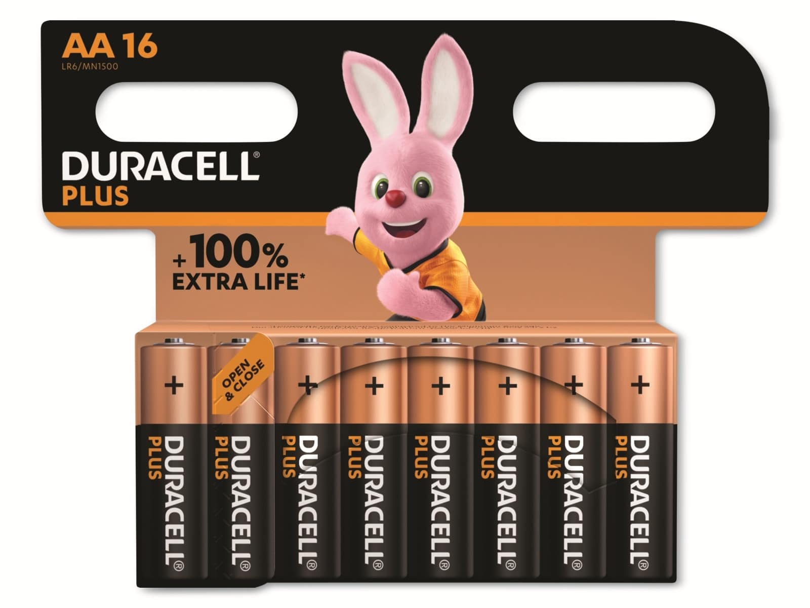 DURACELL Alkaline-Mignon-Batterie LR06, 1.5V, Plus, 16 Stück