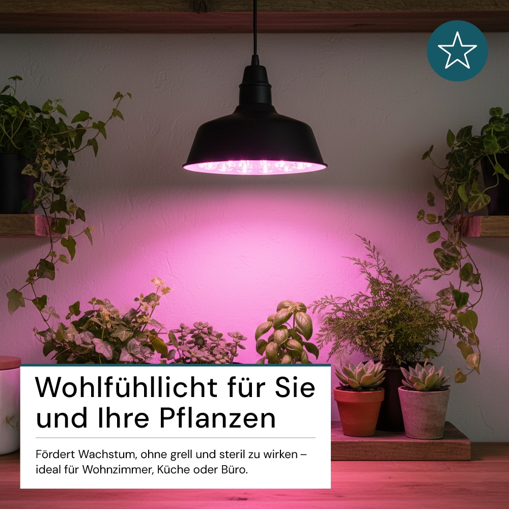 LUXULA LED-Pflanzenlampe, E27, 18W, 1200K, 580lm, warmweiß, IP20