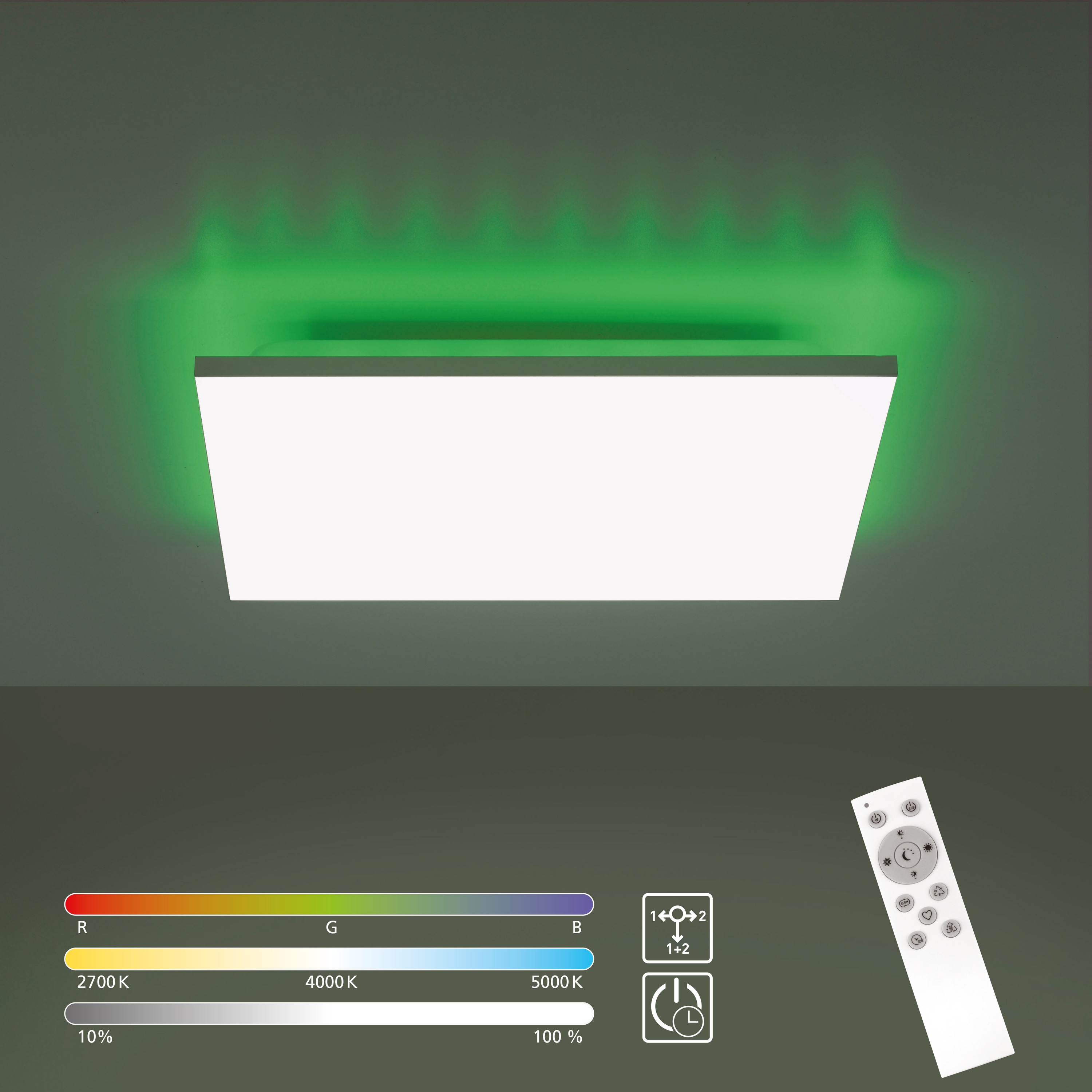 JUST LIGHT LED-Deckenleuchte 15600-16 weiß, 21,2 W, 2300lm, CCT, RGB, Fernbedienung