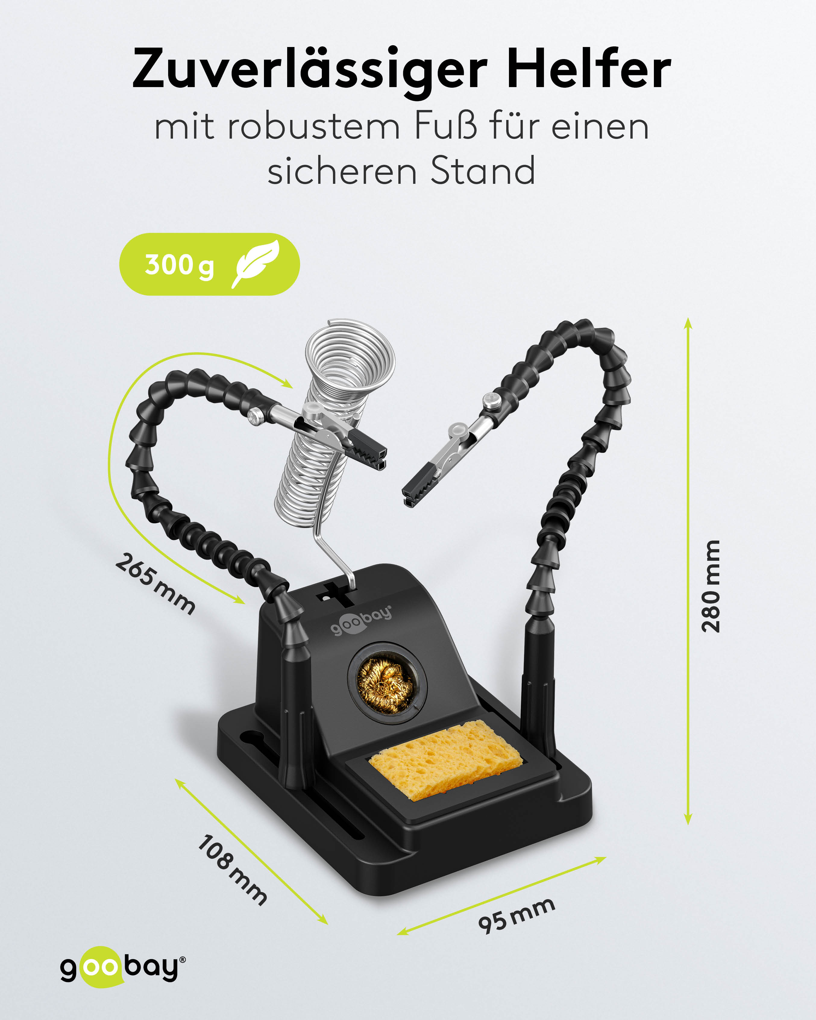 GOOBAY Löthilfe, 76561, mit Schwanenhals-Armen und Lötkolbenständer