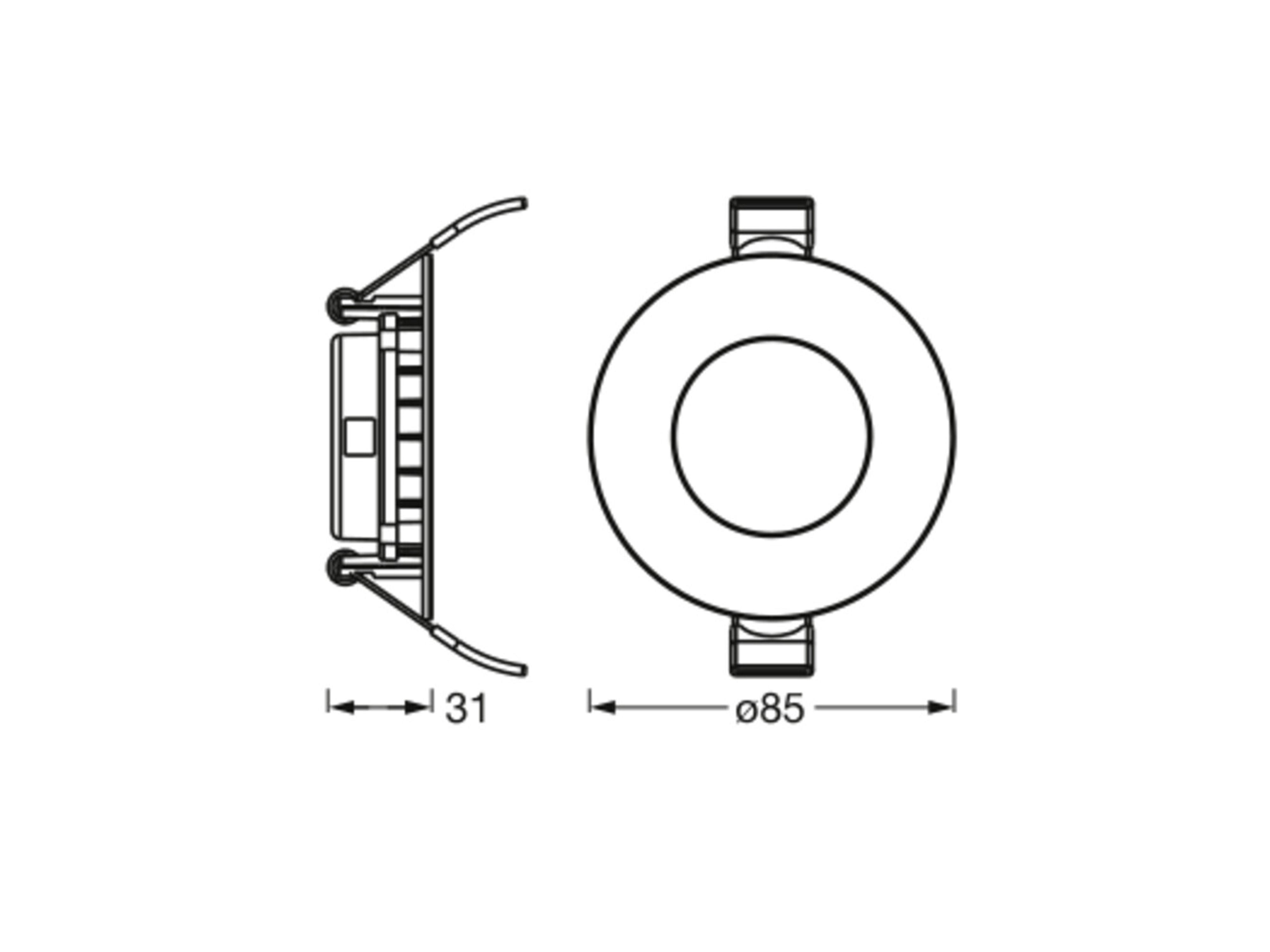 OSRAM LED-Einbauleuchte, ultra slim, 4,5W, 720 lm, 3000K, IP20, warmweiß, Ø 85 mm, 3 Stück
