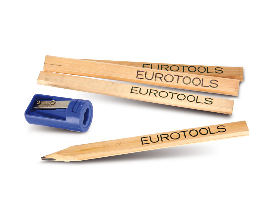 EUROTOOLS Zimmermanns-Bleistifte mit Spezialspitzer EUROTOOLS Zimmermanns-Bleistifte mit Spezialspitzer