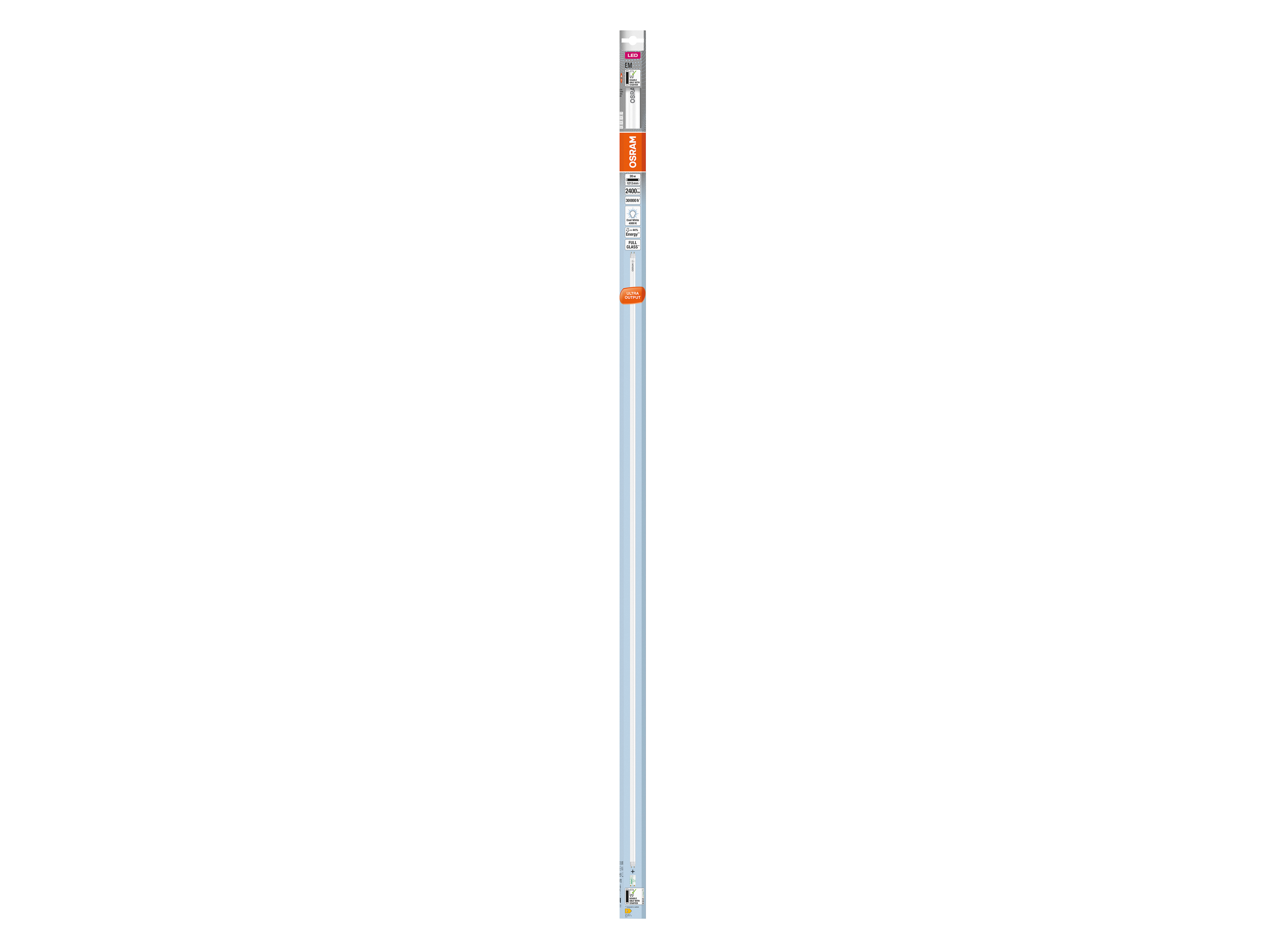 OSRAM LED-Röhre, T8, 1200mm, G13, EEK: E, 20W, 2400lm, 4000K