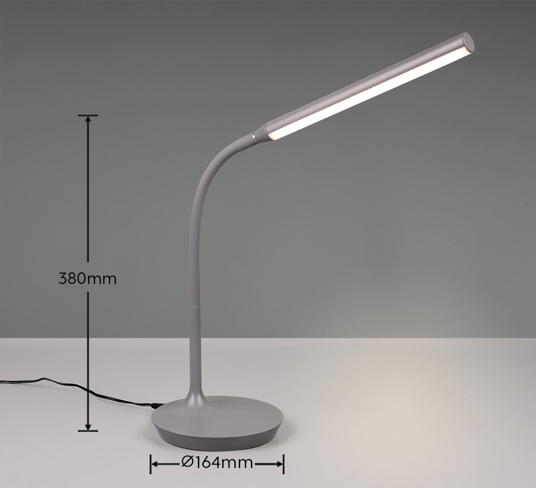 REALITY LED-Tischleuchte Toro R57641111 titanfarbig, 5 W, 700 lm, CCT