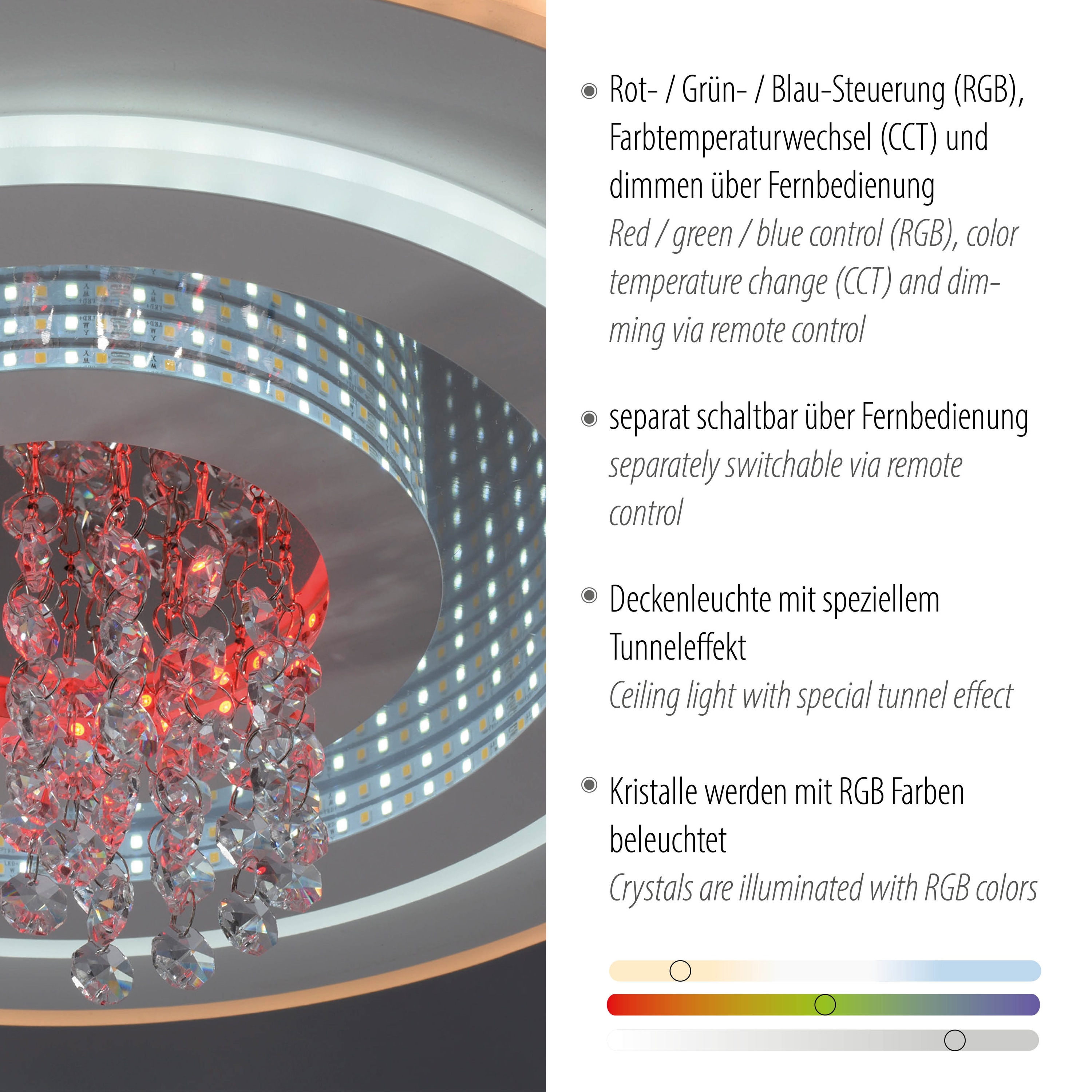 JUST LIGHT LED-Deckenleuchte 14518-16, 24W, 2800lm, CCT, RGB, IP20, weiß