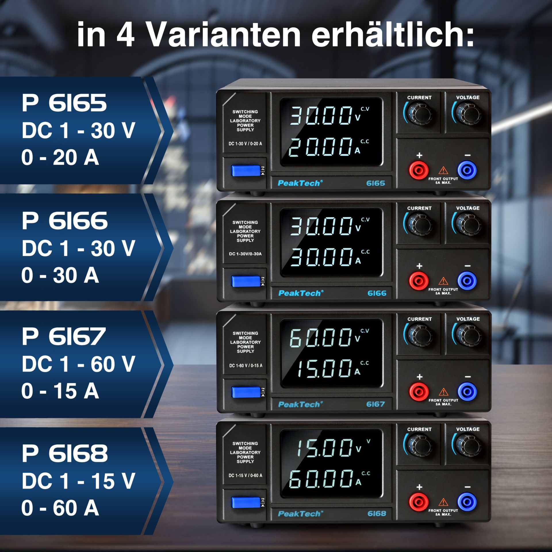PEAKTECH Labornetzgerät P 6165, 1...30 V, 0...20 A, 600 W