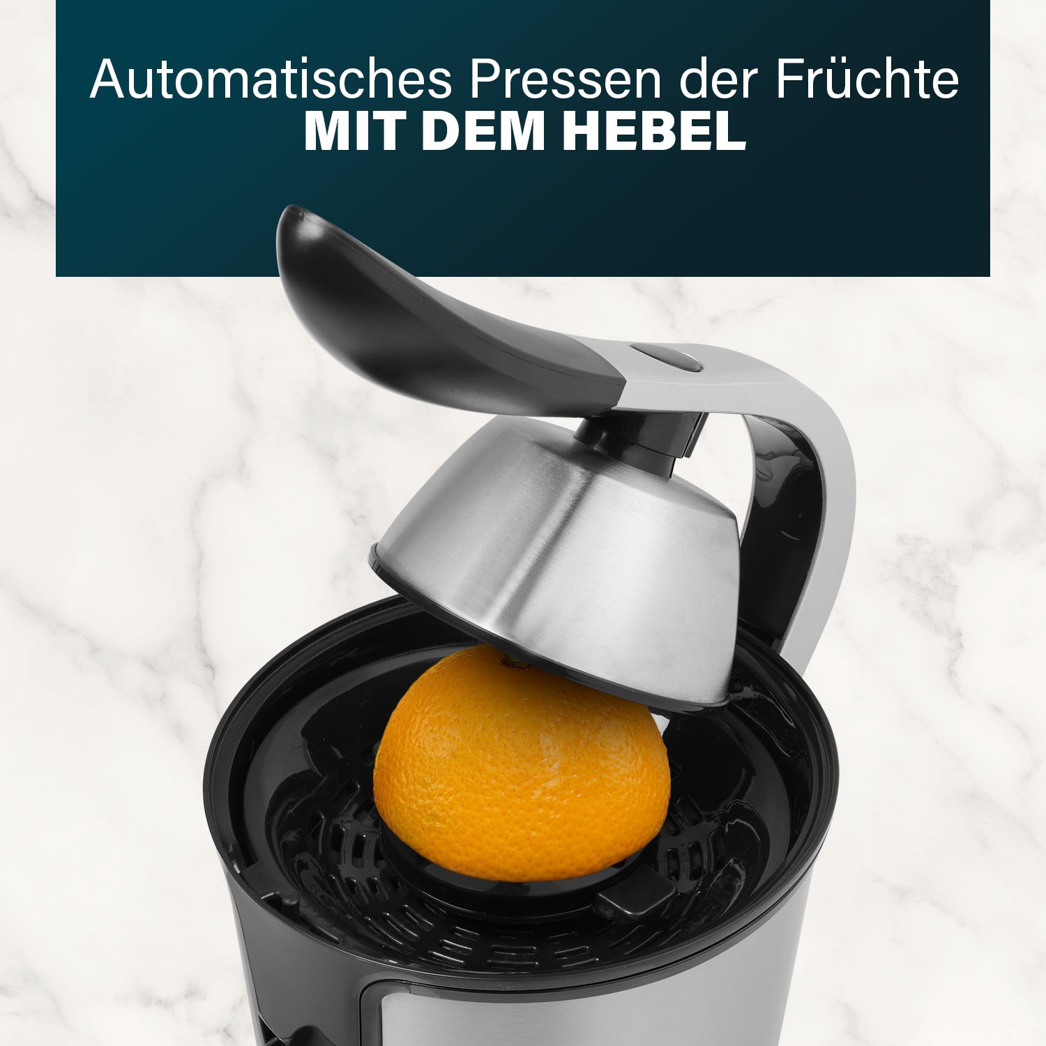 PRINCESS Edelstahl-Zitrusfruchtpresse, 2 Presskegel, mit Filter, 100 W PRINCESS Edelstahl-Zitrusfruchtpresse, 2 Presskegel, mit Filter, 100 W