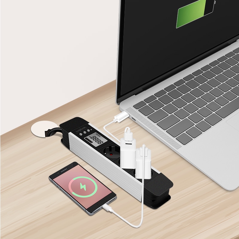LOGILINK Steckdosenleiste LPS285, 3-fach, Display, Echzeit Energieverbrauch