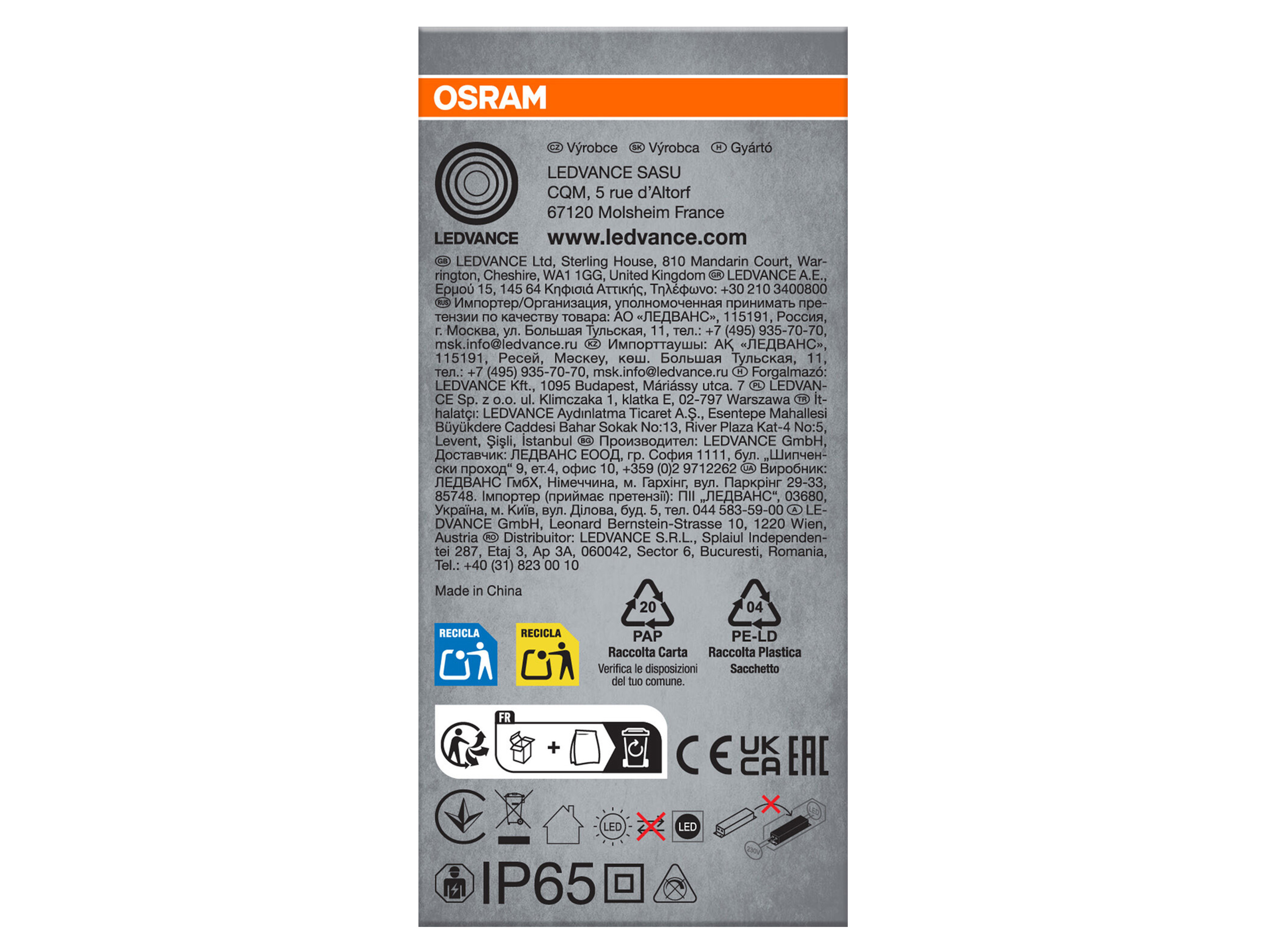 OSRAM LED-Feuchtraumleuchte, 10 W, 900 lm, 4000 K, IP65, neutralweiß, 0,6 m
