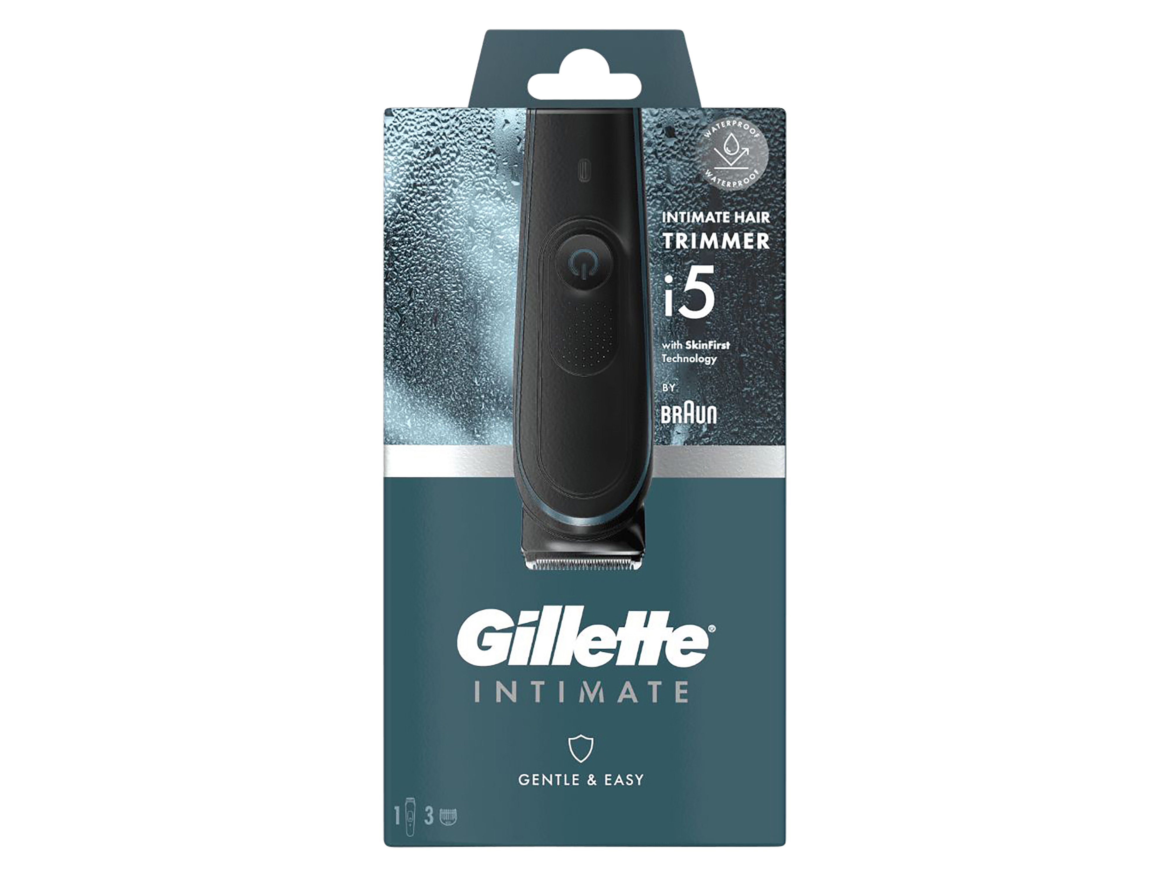 GILLETTE Body & Intimate Trimmer i5, Nass- & Trocken, Bodygroomer, 3 Aufsätze