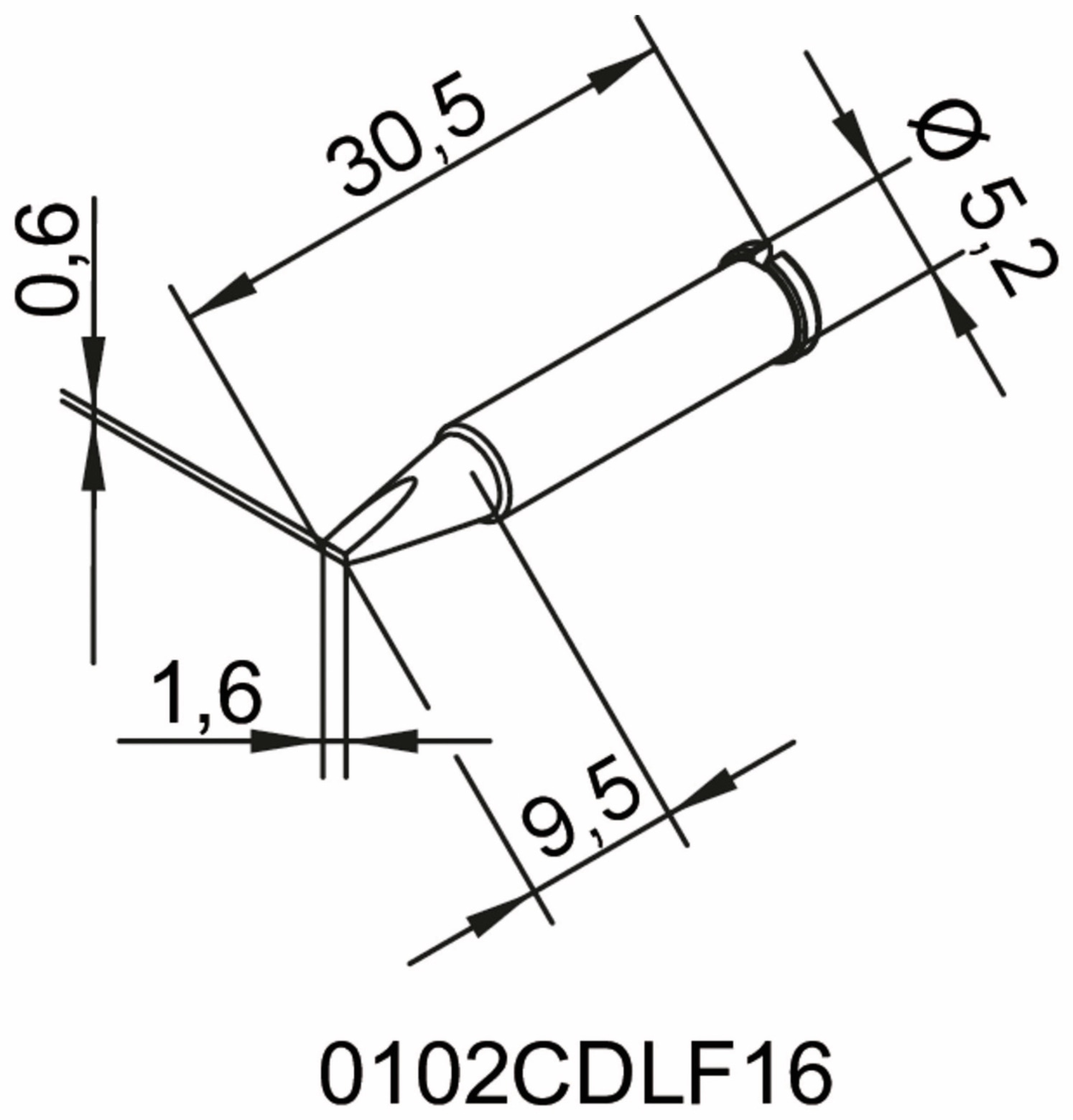 ERSA Lötspitze, 0102CDLF16/SB, meißelförmig, 1,6 mm