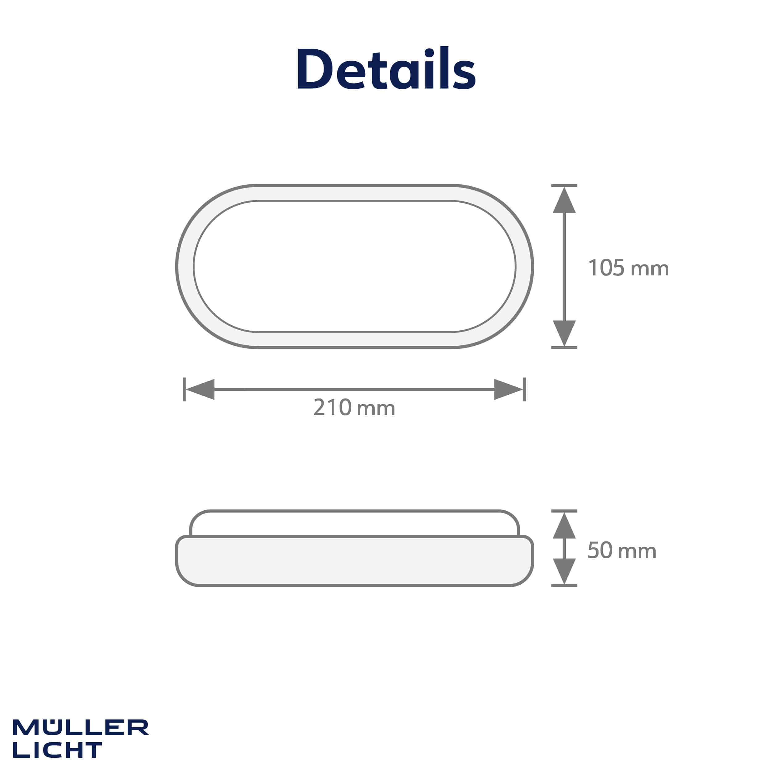 MÜLLER-LICHT LED-Wand- und Deckenleuchte 20300538, 9W, 650 lm, 4000K, IP54, Bewegungsmelder, oval