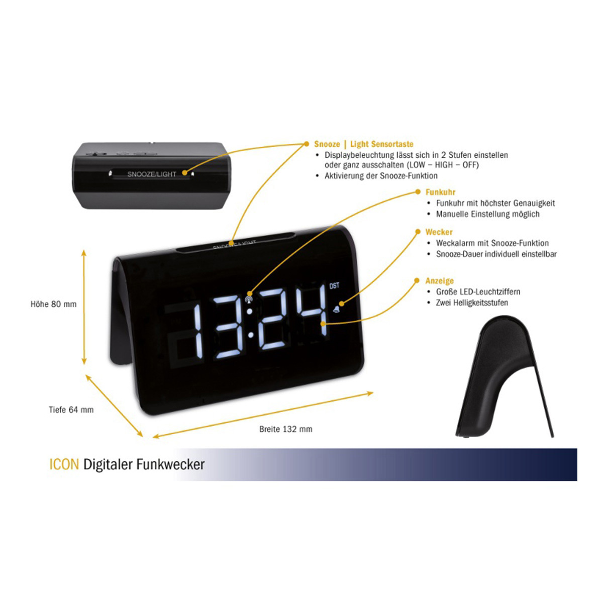TFA Digitaler Funkwecker 60.2543.02, ICON