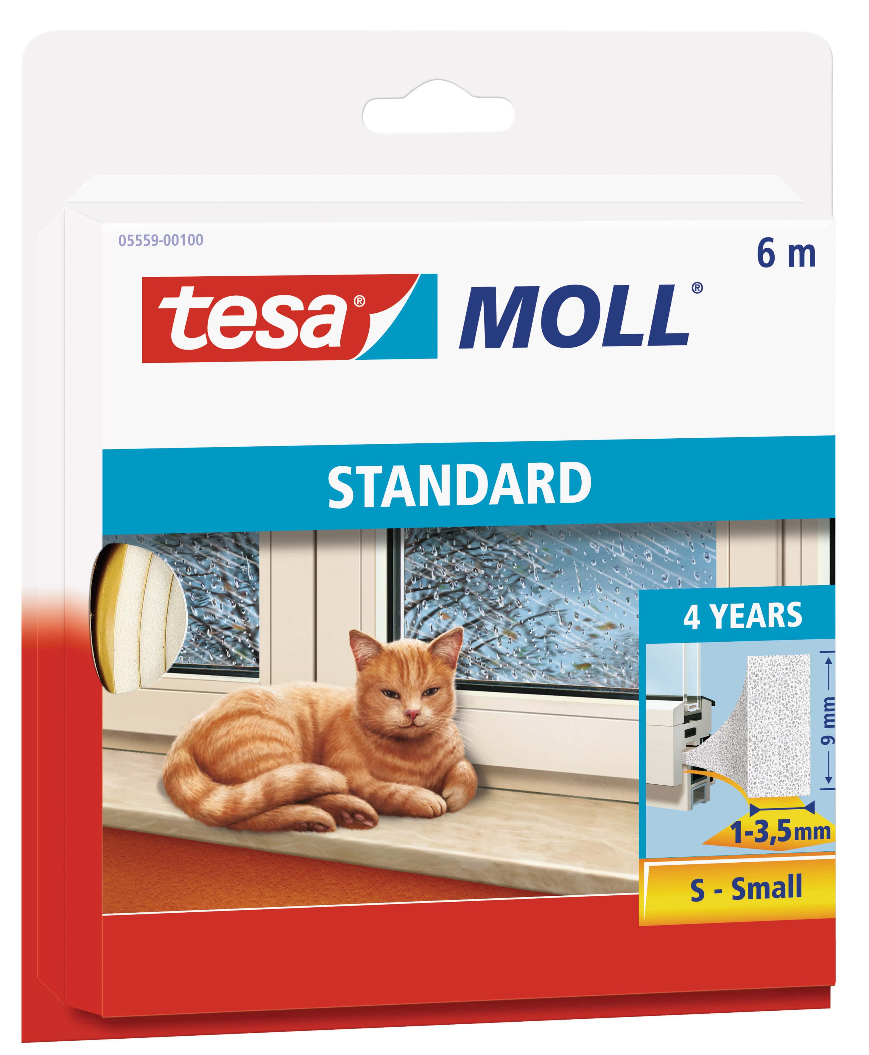TESA tesamoll® STANDARD I-Profil Schaumstoffdichtband, 9 mm x 6 m, weiß