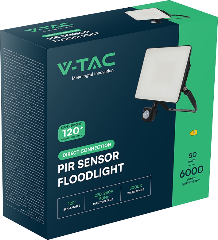 LED-Fluter V-TAC, VT-4949-FC, EEK: E, 50 W, 6000 lm, 4000 K, IP65, neutralweiß