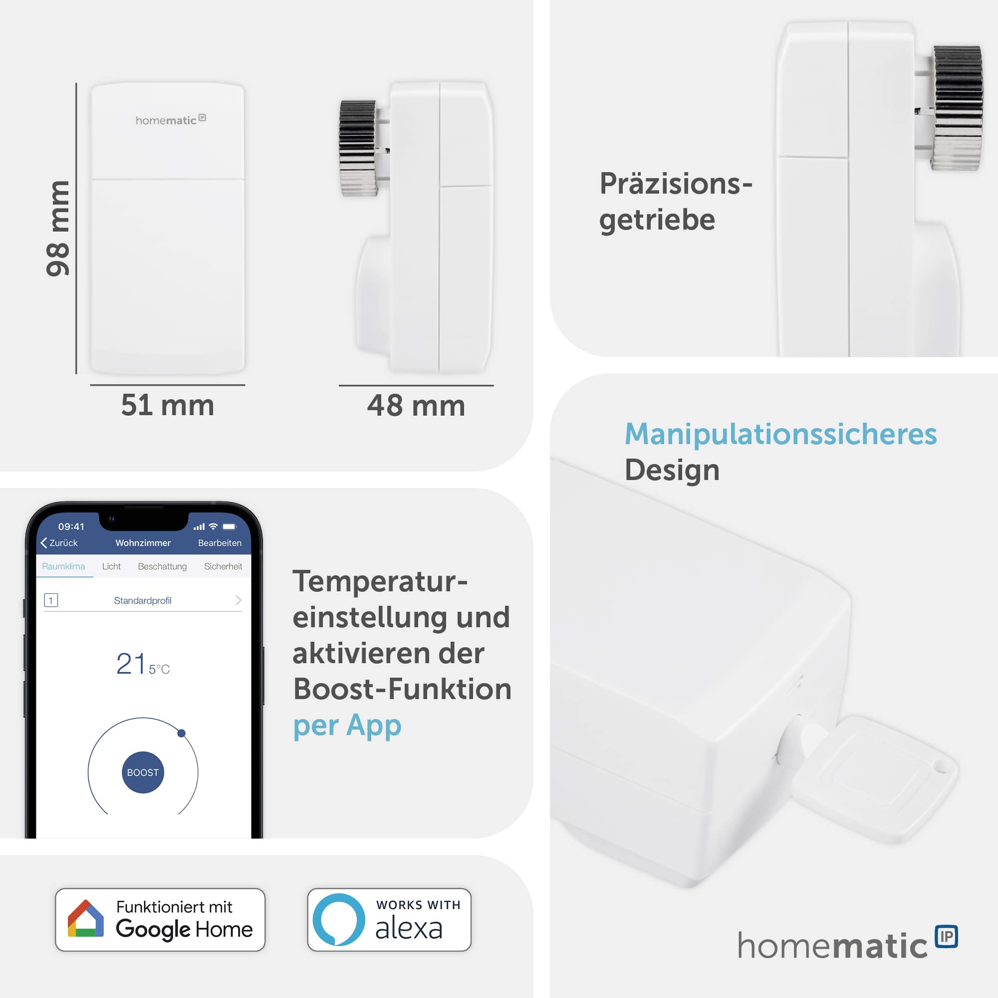 HOMEMATIC IP Smart Home 155648A0, Heizkörper-Thermostatkopf kompakt