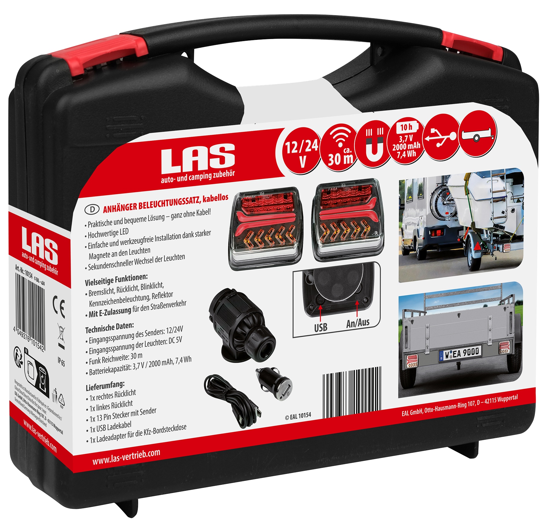 LAS Anhänger Beleuchtungssatz, 10154, kabellos, 12/24 V