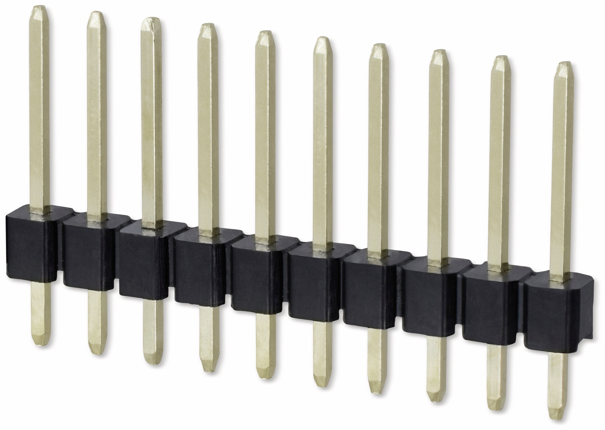Stiftleiste, 1 x 10, 2,54 mm, gerade, 0,8µ Au (Gold), 5 Stück Stiftleiste, 1 x 10, 2,54 mm, gerade, 0,8µ Au (Gold), 5 Stück