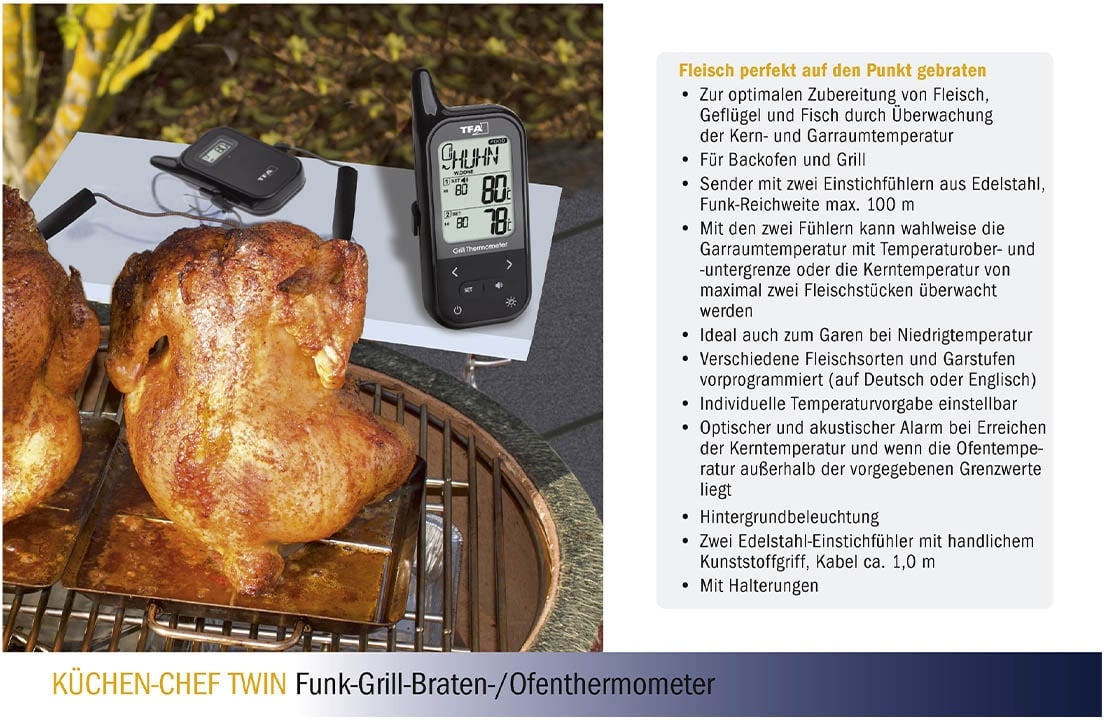 TFA Grill-Funkthermometer Küchen-Chef, 14.1511.01 TFA Grill-Funkthermometer Küchen-Chef, 14.1511.01