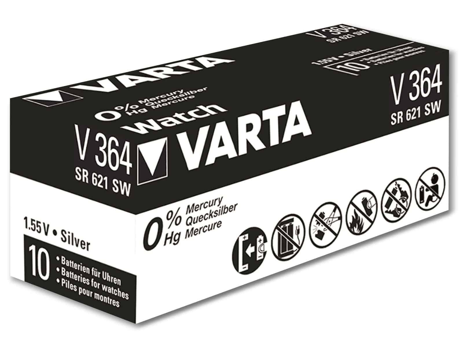 VARTA Knopfzelle Silver Oxide, 364 SR60,  1.55V, 10 Stück