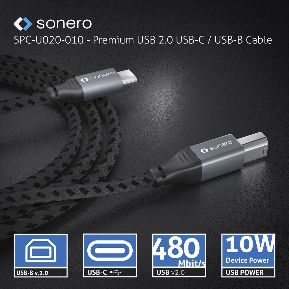 SONERO USB 2.0 Kabel SPC-U020-005 C/B 0,5m grau-schwarz
