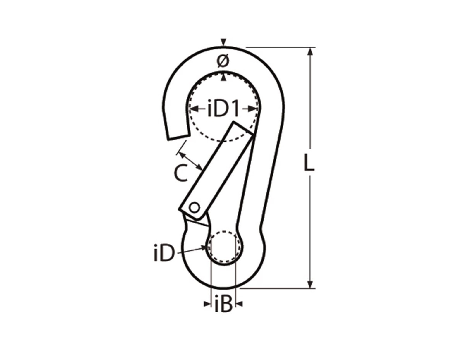 MARINETECH Karabinerhaken Aluminium, silber, 6x60 mm