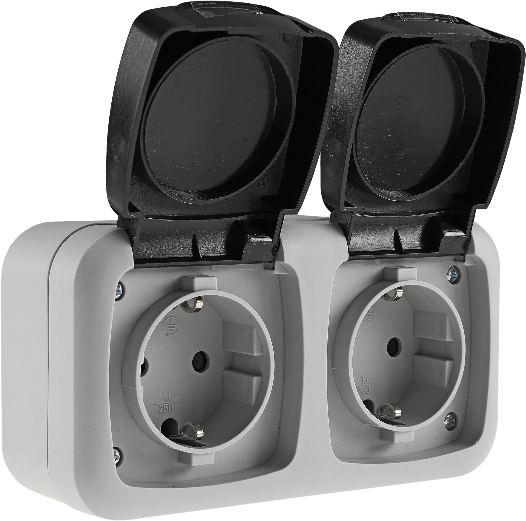 CHILITEC Feuchtraum-Doppelsteckdose, W11-B321, IP44, 250V~/ 16A