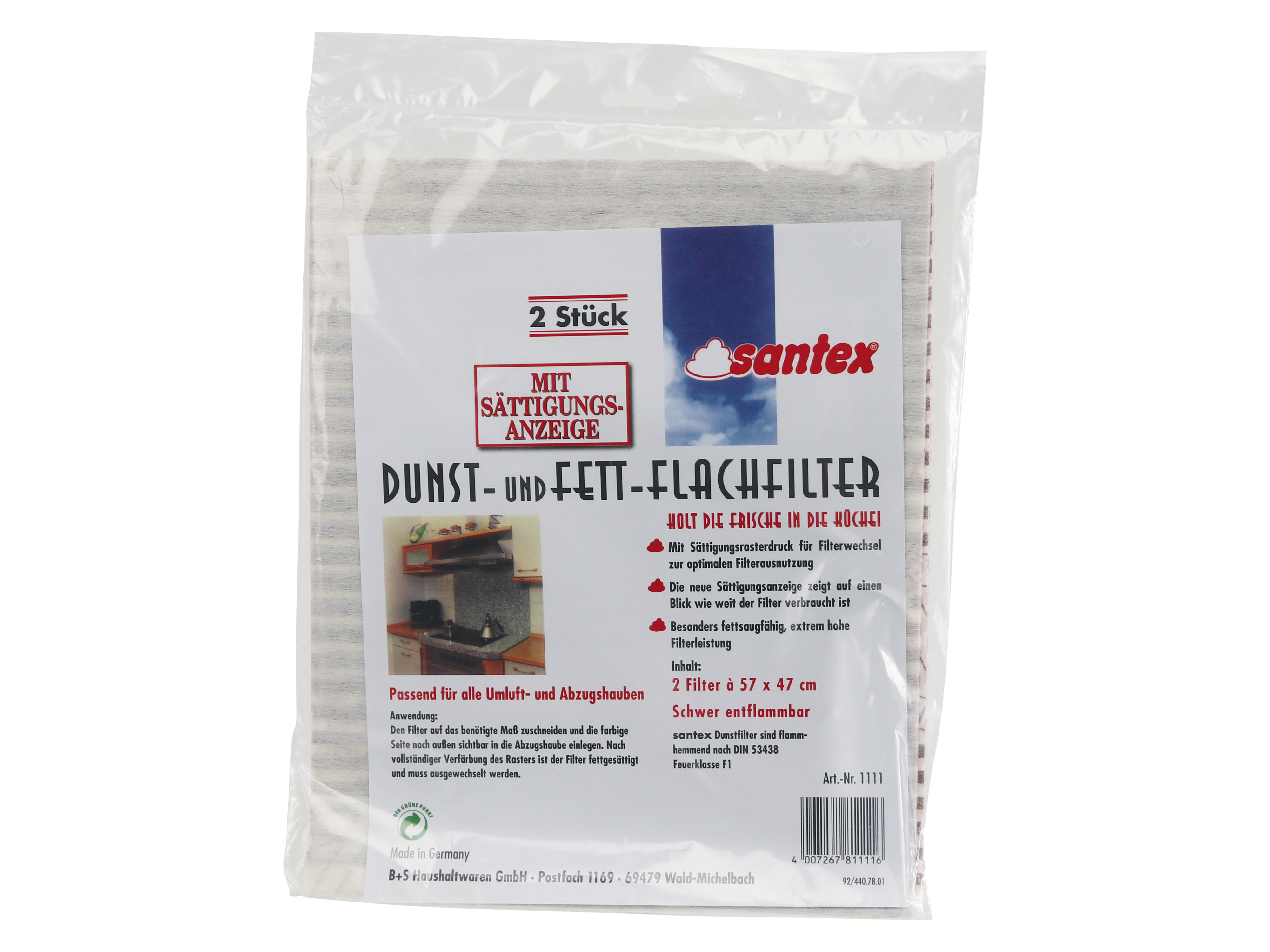 Dunst- und Fett-Flachfilter, mit Sättigungsanzeige, 2er Set Dunst- und Fett-Flachfilter, mit Sättigungsanzeige, 2er Set