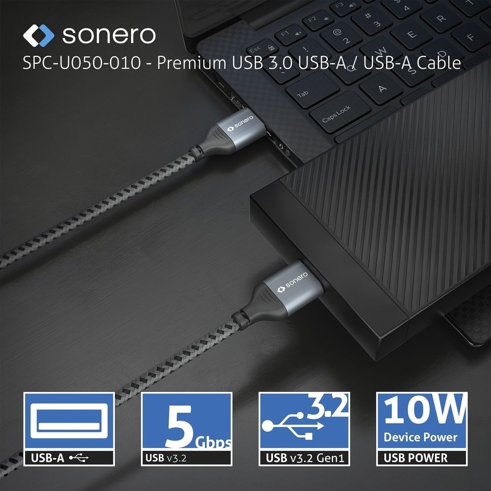 SONERO USB 3.0 Kabel SPC-U050-005 A/A 0,5m grau-schwarz