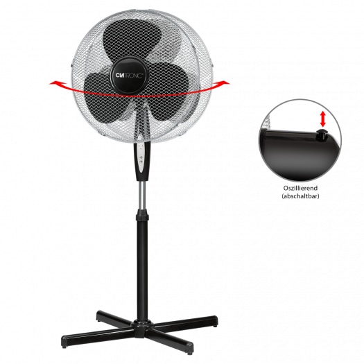 CLATRONIC Standventilator VL 3741 S, ca. Ø 40cm, mit FB, schwarz, 45 W