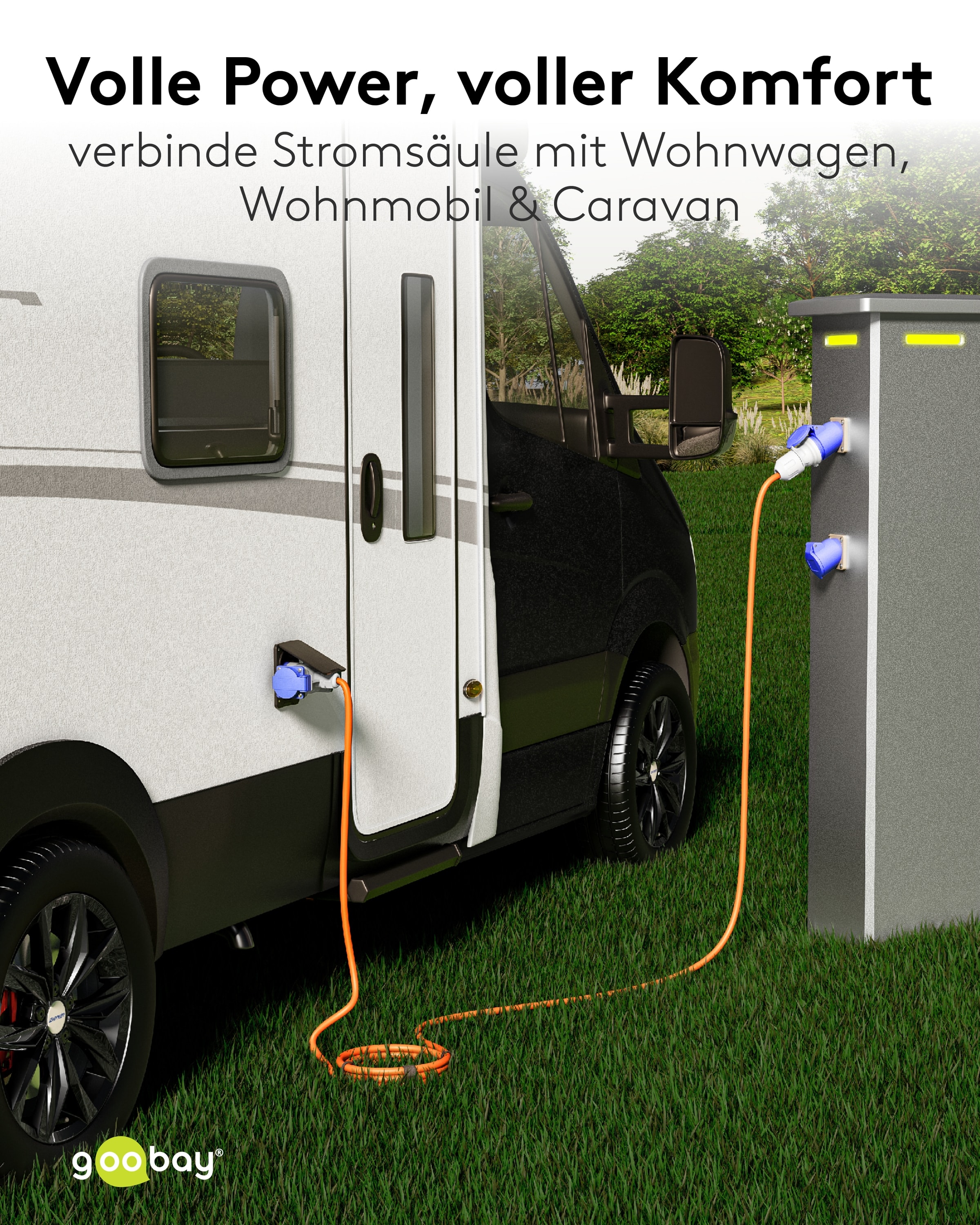 GOOBAY CEE-Adapterkabel 76265, 5 m, Stecker zu Kupplung + 2x Schutzkontaktkupplung GOOBAY CEE-Adapterkabel 76265, 5 m, Stecker zu Kupplung + 2x Schutzkontaktkupplung