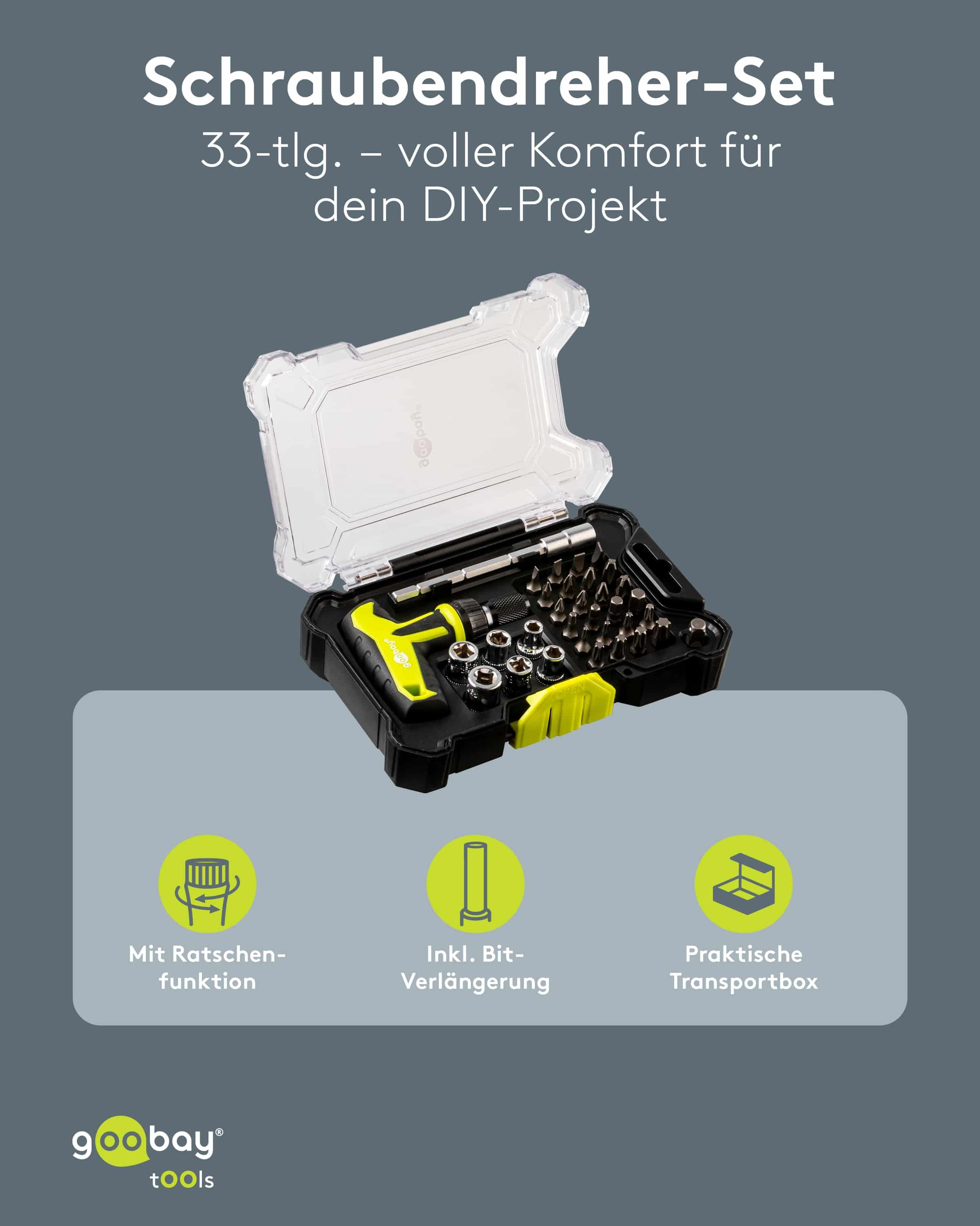 GOOBAY TOOLS Schraubendreher-Set, 77841, mit 30-tlg. Bitsatz