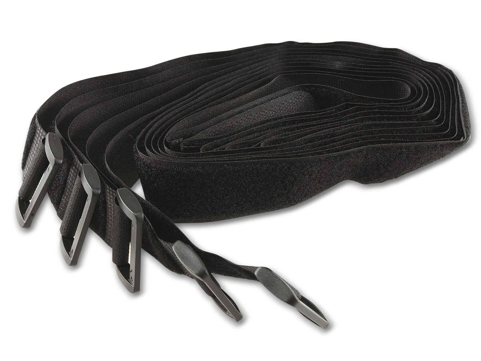 CHILITEC Klettband-Set mit Öse, 5 Stück, 80x3 cm, schwarz