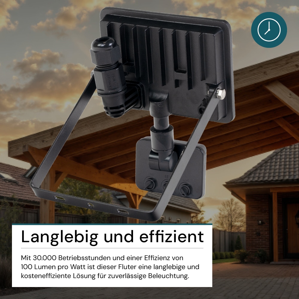 LUXULA LED-Fluter mit Bewegungsmelder, EEK: F, 50W, 1000lm, 5000K, schwarz