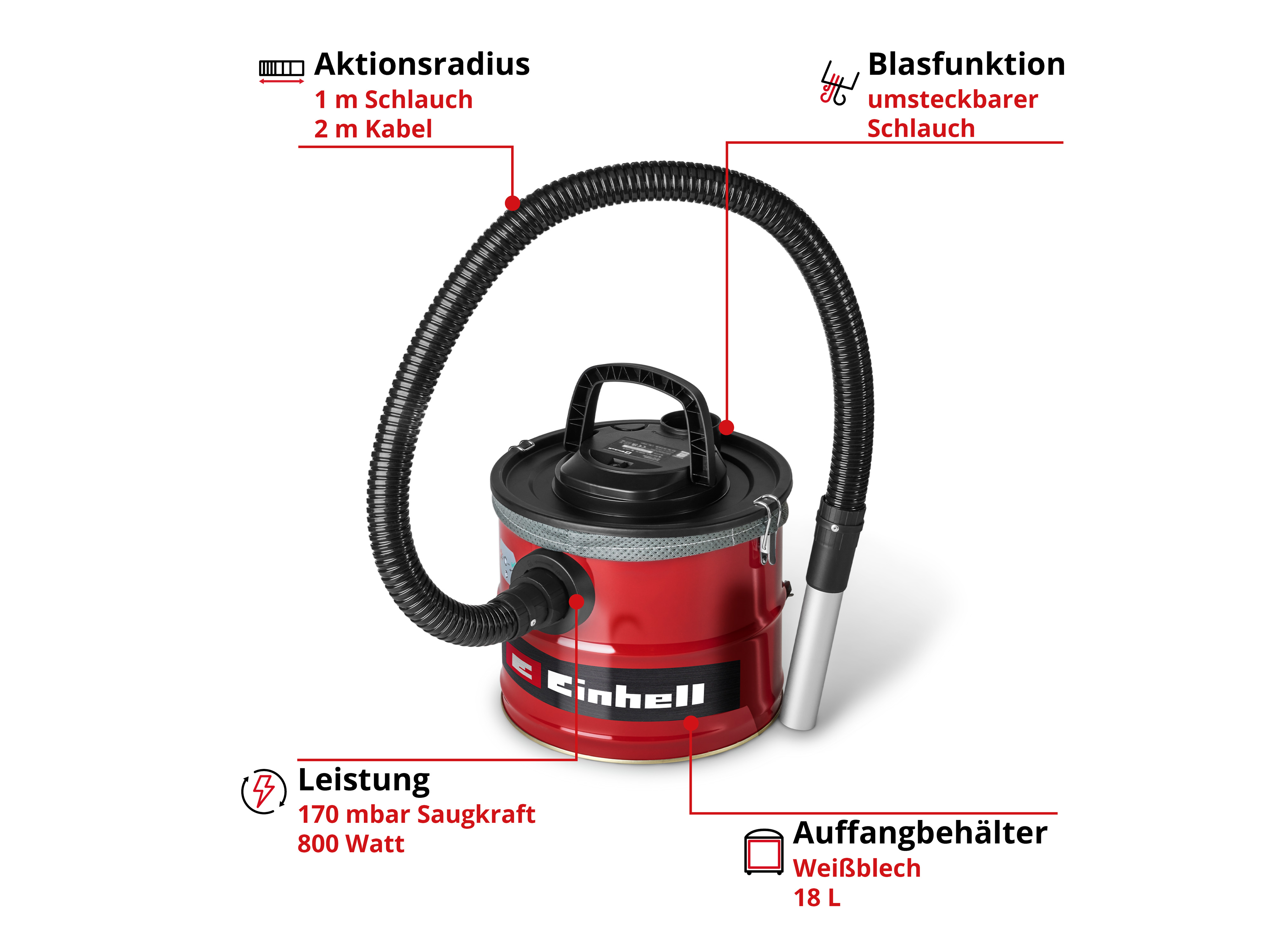 EINHELL Aschesauger TC-AV 1830 D, 2351662