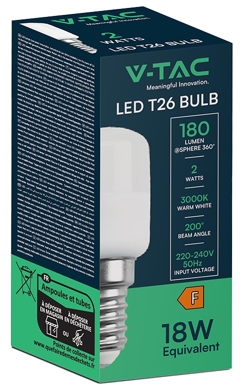 V-TAC LED-Lampe, VT-202, EEK: F, E14, 2 W, 180 lm, 3000 K