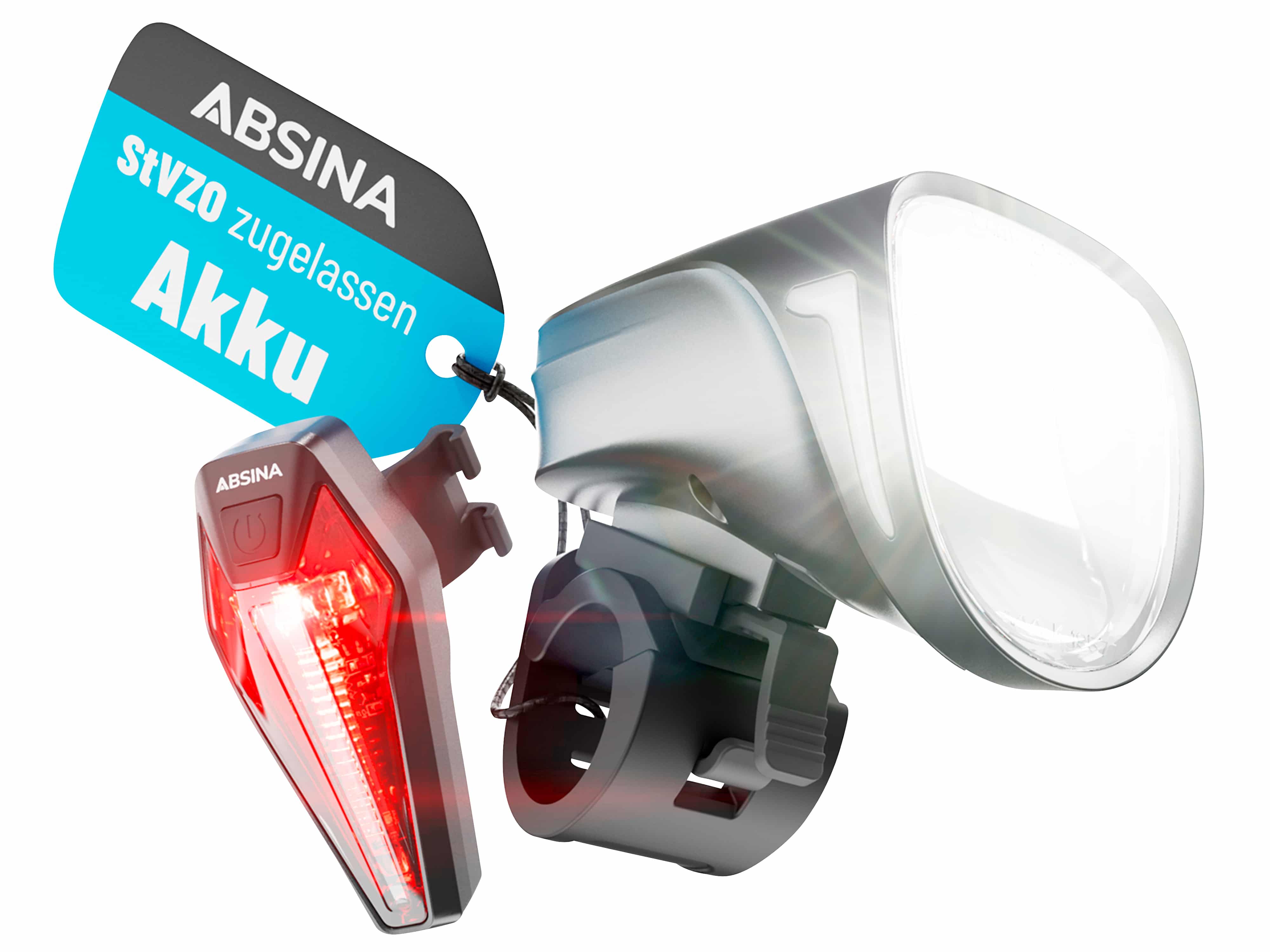 ABSINA Fahrrad-Beleuchtungsset Comfort Plus, wiederaufladbar