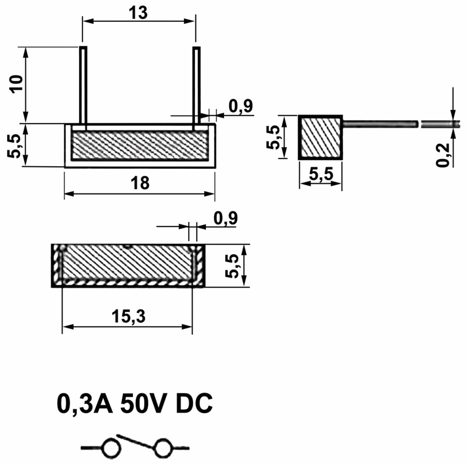 Erschütterungssensor SW-280, 18x5,5 mm Erschütterungssensor SW-280, 18x5,5 mm