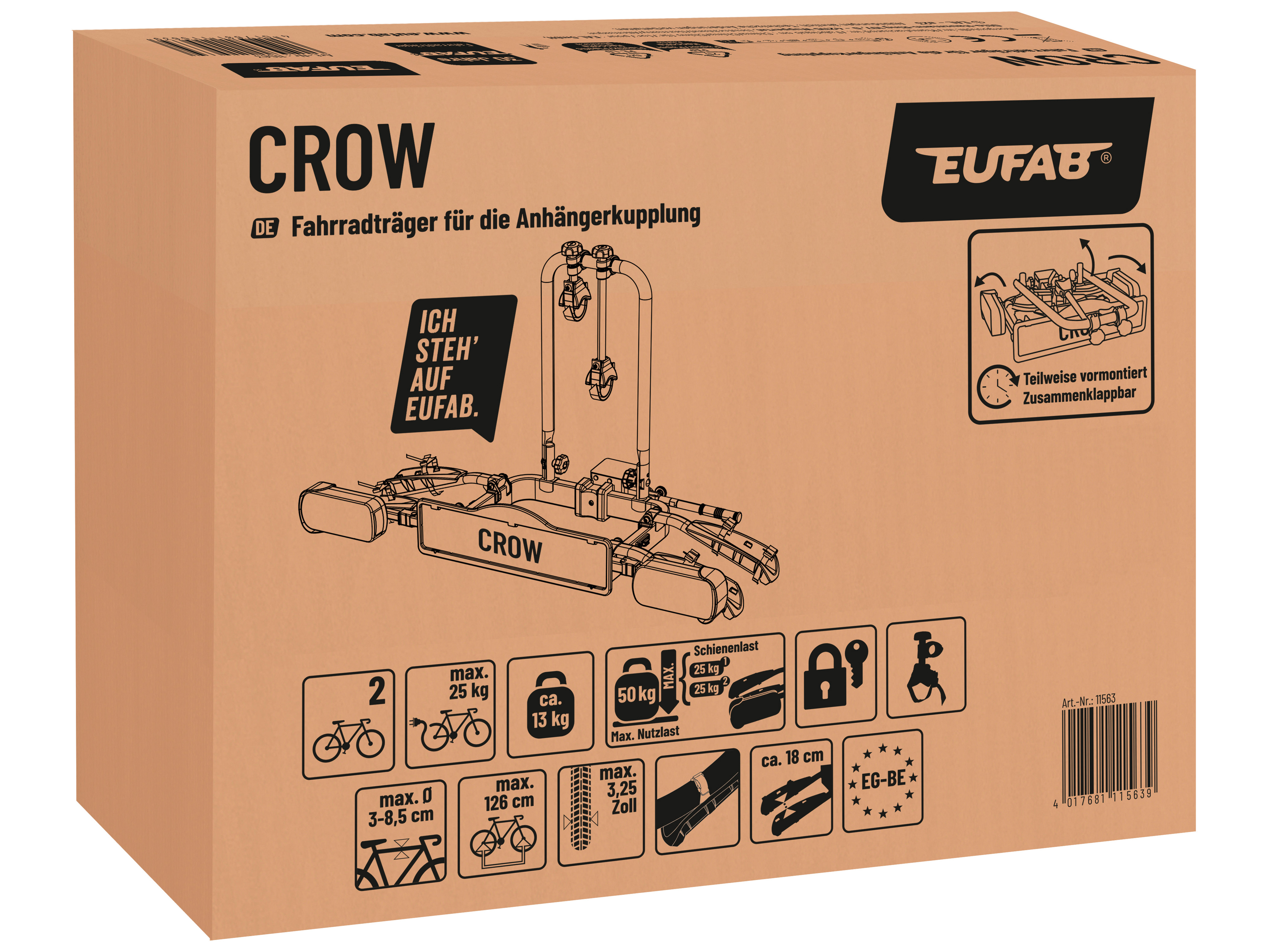 EUFAB Fahrradträger, CROW, 11563, für 2 Fahrräder