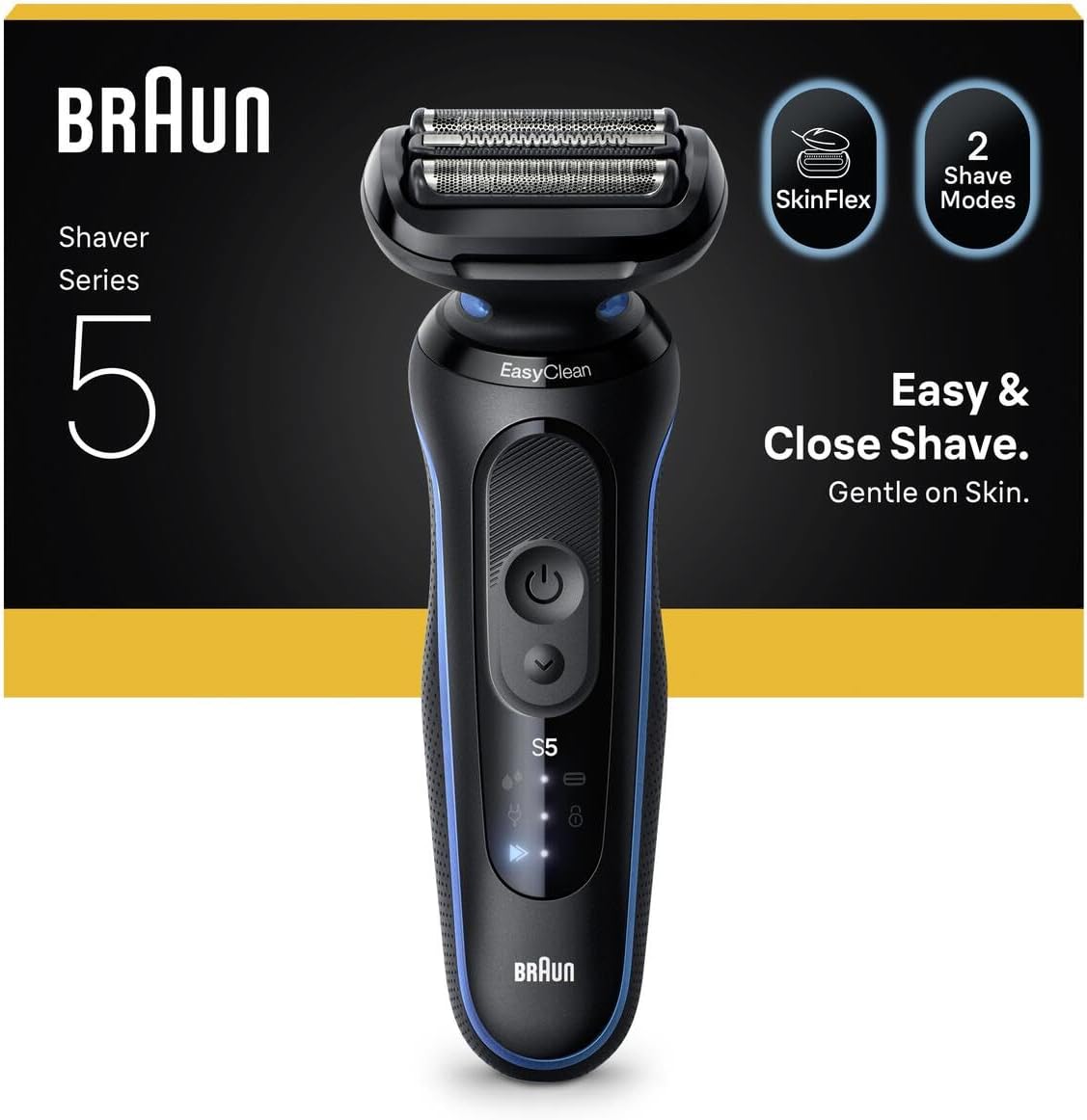 BRAUN Rasierer Series 5 Wet&Dry, 52-B1000S, Easy Clean, schwarz-blau