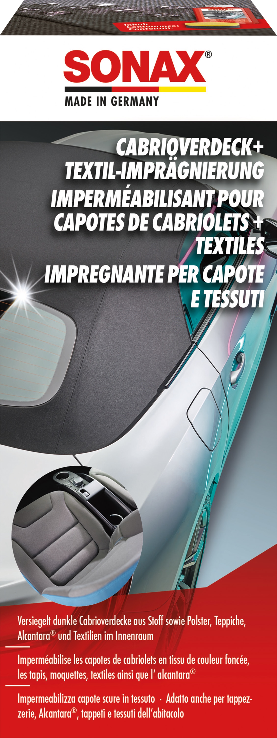 SONAX Verdeckversiegelung, Cabrioverdeck+Textil-Imprägnierung, 03101410 SONAX Verdeckversiegelung, Cabrioverdeck+Textil-Imprägnierung, 03101410