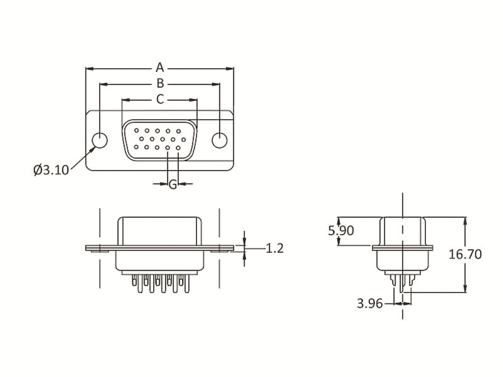 ECON CONNECT D-Sub-Buchsenleiste, 15-polig, High Density, mit Lötkelchen