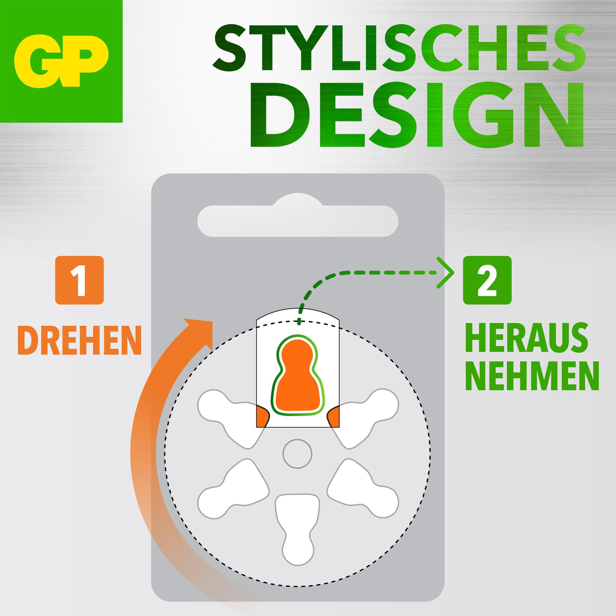 GP, ZA13 Zink-Luft Hörgerätebatterie, 1,45 V, 6 Stück GP, ZA13 Zink-Luft Hörgerätebatterie, 1,45 V, 6 Stück